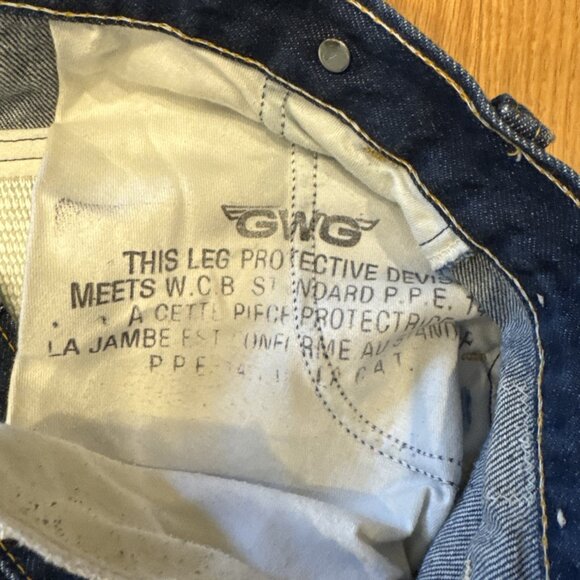 Vintage GWG Red Strap Reinforced Work Jeans Biker 40x30 Canada Union Denim - Picture 6 of 7